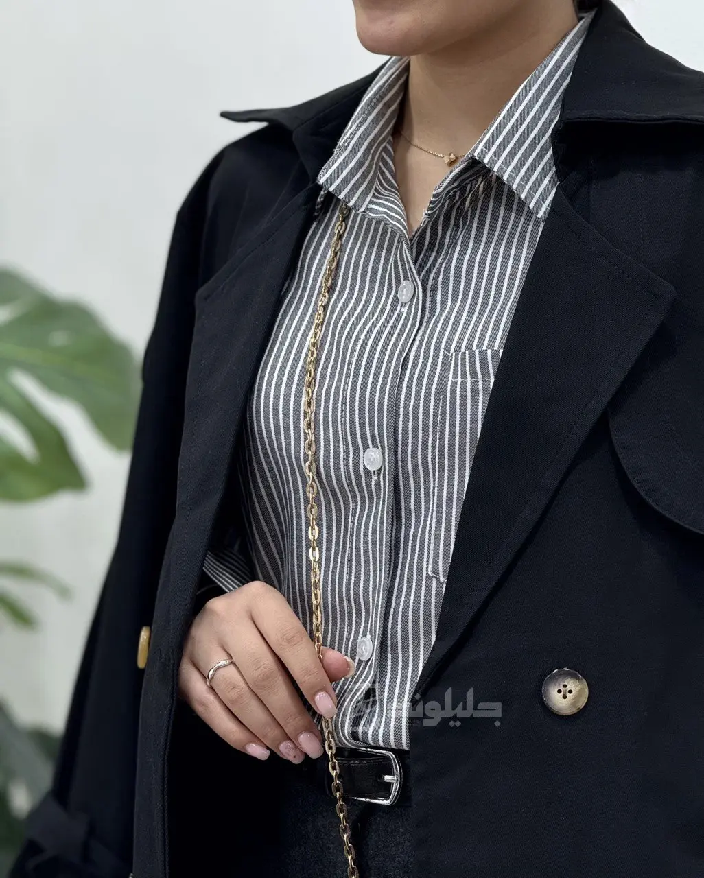 تونیک راه راه جلو دکمه